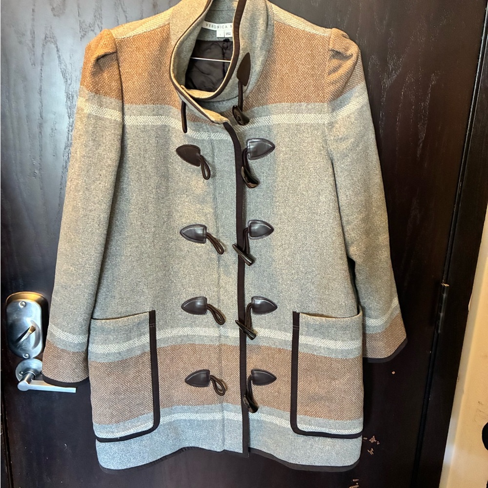 Veronica Beard Gray And Brown Toggle Button Coat - image 2